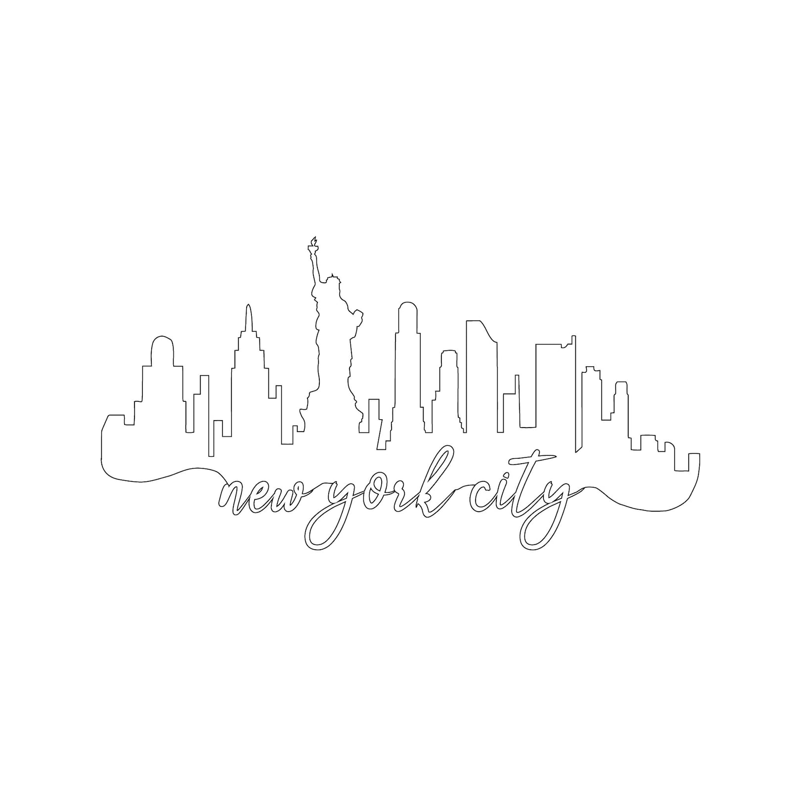 New York City City Skyline Outline String Art Template Clip Art Digital ...