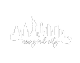 New York City City Skyline Outline String Art Template Clip Art Digital Download