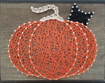 Pumpkin String Art, Black Cat Home Decor, Spooky Season, Halloween Wooden Sign Board