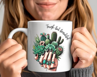 Taza botánica de cactus, taza amante de las plantas, taza inspiradora, regalo amante del café, taza de jardinería, taza de té, cactus raro, taza de café de cactus espiral