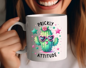 Funny Coffee Mug, Funny Gift For Her, Botanical Mug, Tea Drinker Gift, Large Coffee Mug, Cactus Plant, Nature Lover Gift, Plant Lover Gift