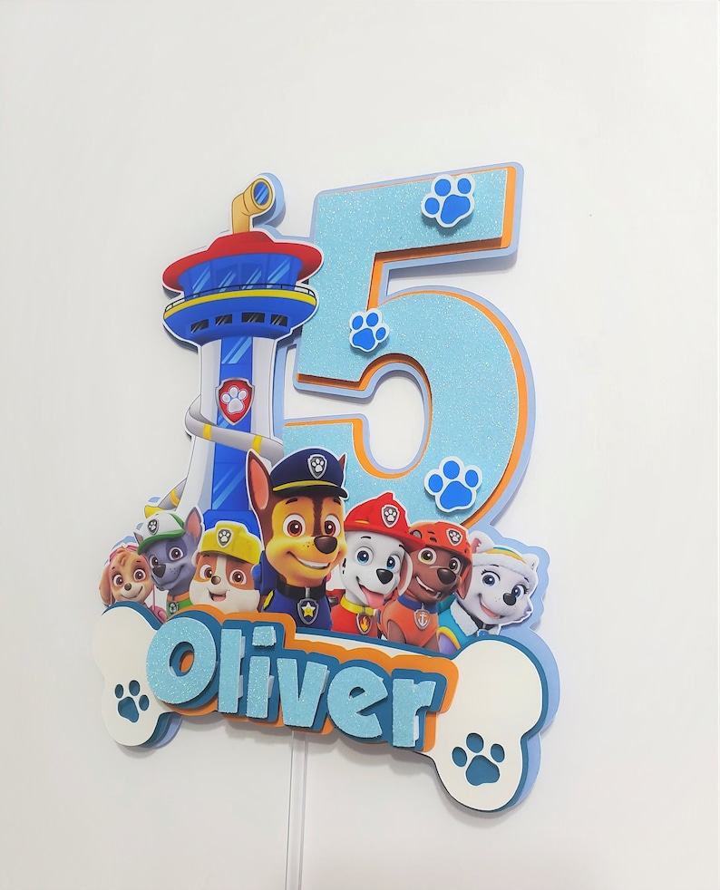 Chase Paw Patrol Cake Topper-Paw Patrol Birthday-Paw Patrol Personalized Cake Topper Paw Patrol Boy Cake Topper-Paw Patrol Cake Topper