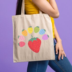 Colección de bolsos de mano, bolso de mano personalizable, citas orientadas al amor propio, bolsos de hombro RainbowStrawberryBli