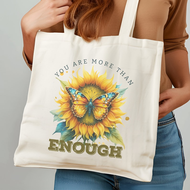 Tote Bag Collection, Customizable Tote Bag, Self Love Oriented Quotes, Shoulder Bags zdjęcie 3