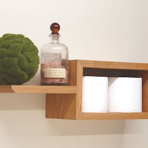 Wood Display Shelf with Cubby, Natural Finish Wooden Floating Shelf, Rectangular Shelf Box, Accessories Shelf, Bathroom,and Entryway Shelf