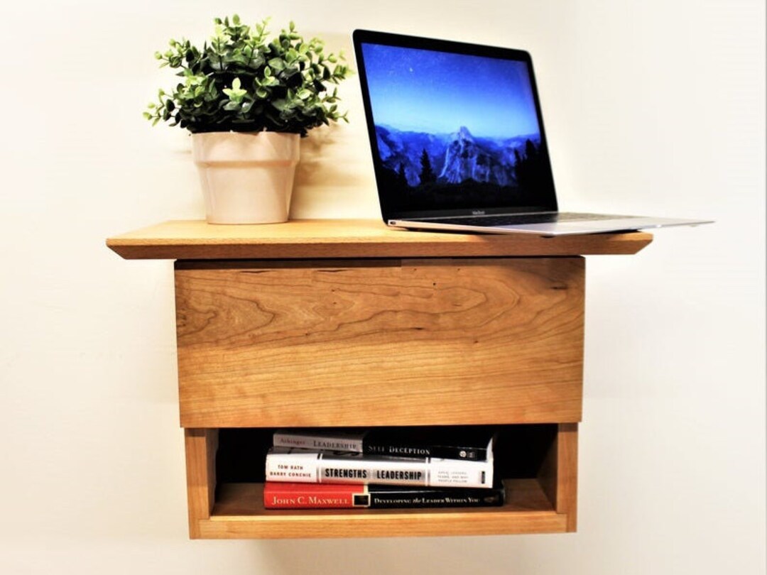 Modern Floating Night Table With Shelf & Drawer Bedside Table Etsy