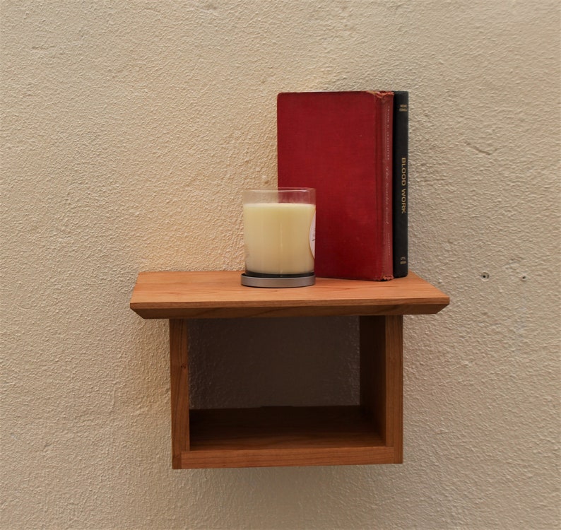 Mini Japandi Cubby Shelf Cherry Walnut Minimalist Floating Etsy