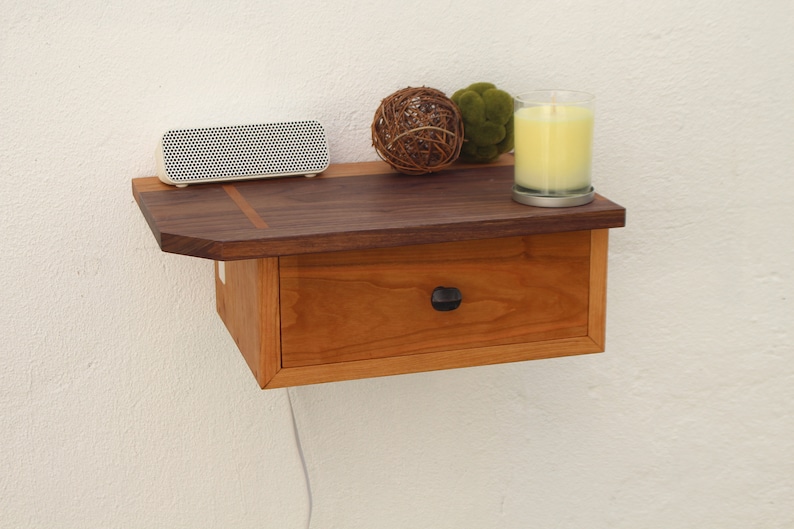 USB Nightstand With Drawer Modern Floating Bedside Table With Etsy