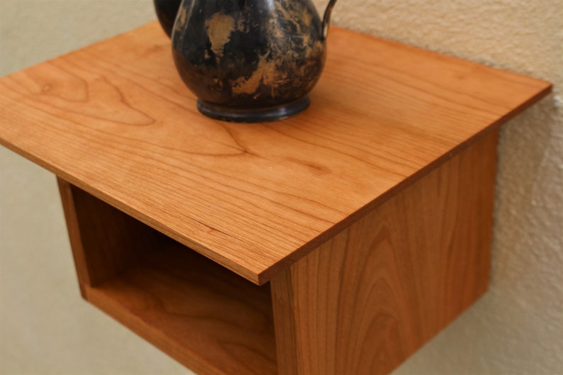 Mini Japandi Cubby Shelf Cherry Walnut Minimalist Floating Etsy
