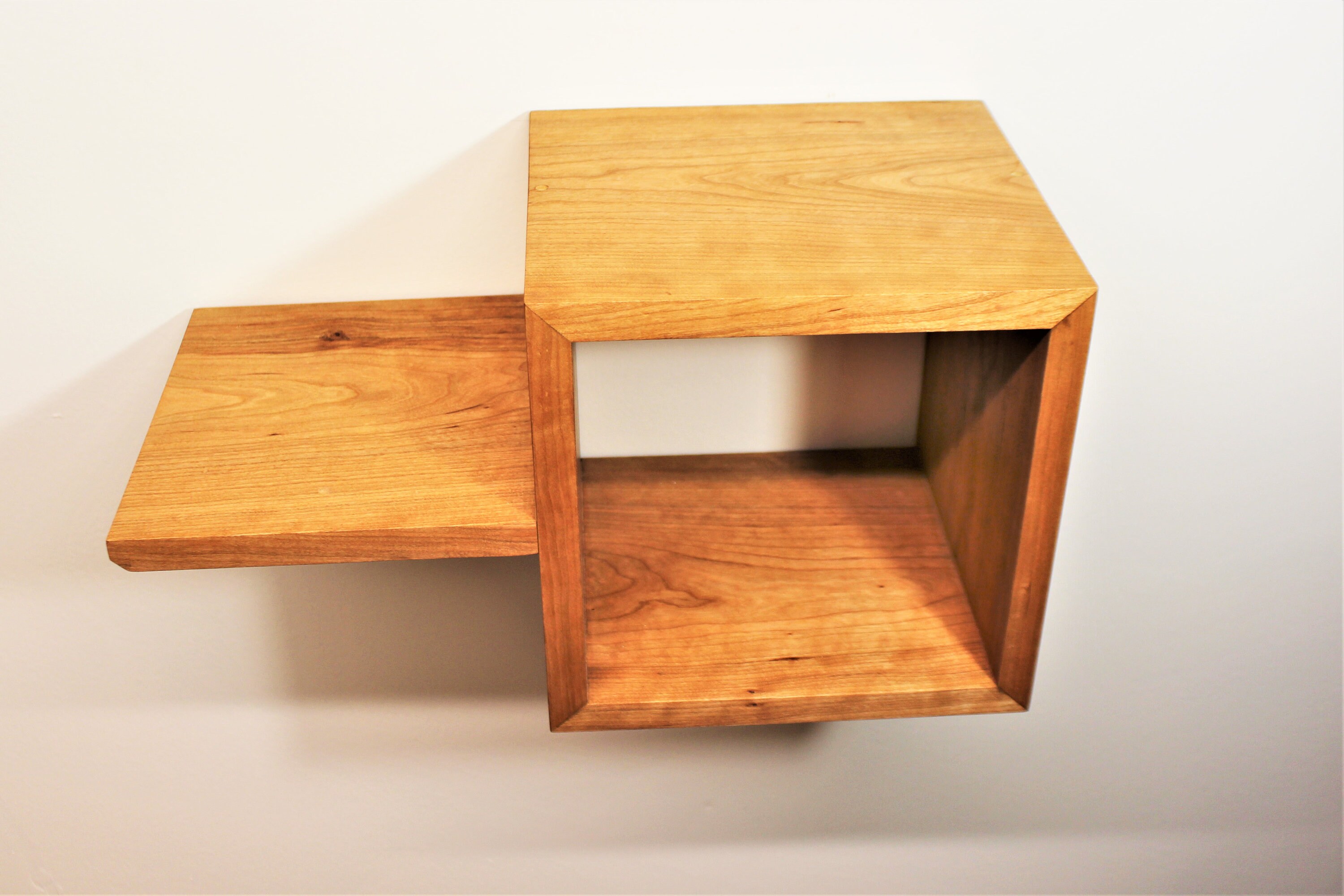 Natural Finish Wooden Floating Shelf With Cubby Hidden Mount Etsy Denmark