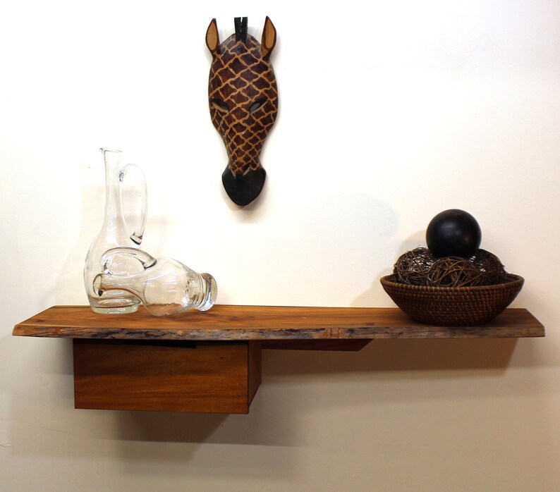Rustic Cherry Wood Live Edge Entryway Wall Mounted Table Rustic Cherry Wood Live Edge Entryway Wall Mounted Table Image 0