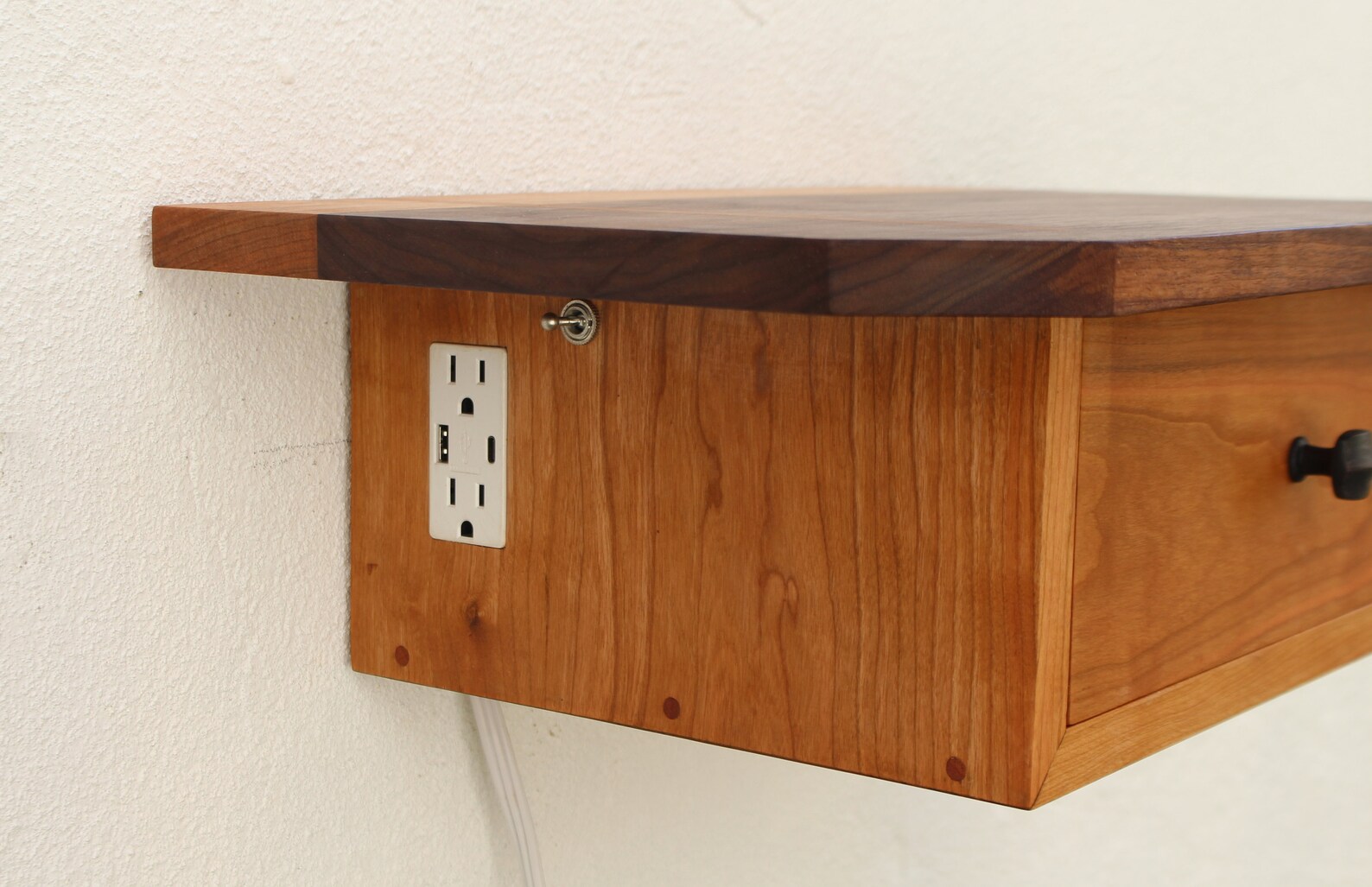 USB Nightstand With Drawer Modern Floating Bedside Table With Etsy