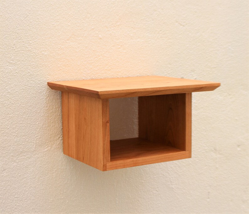 Mini Japandi Cubby Shelf Cherry Walnut Minimalist Floating Etsy