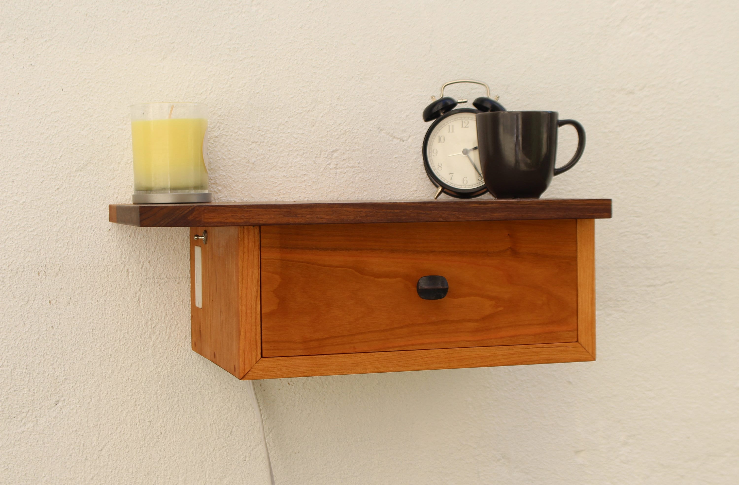 USB Nightstand With Drawer Modern Floating Bedside Table With Etsy