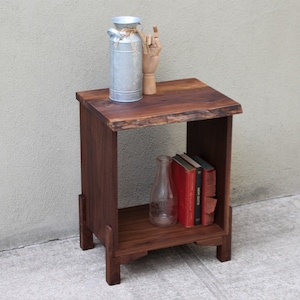 Mid Century Modern Walnut End Table, Side Table with Large Cubby Opening