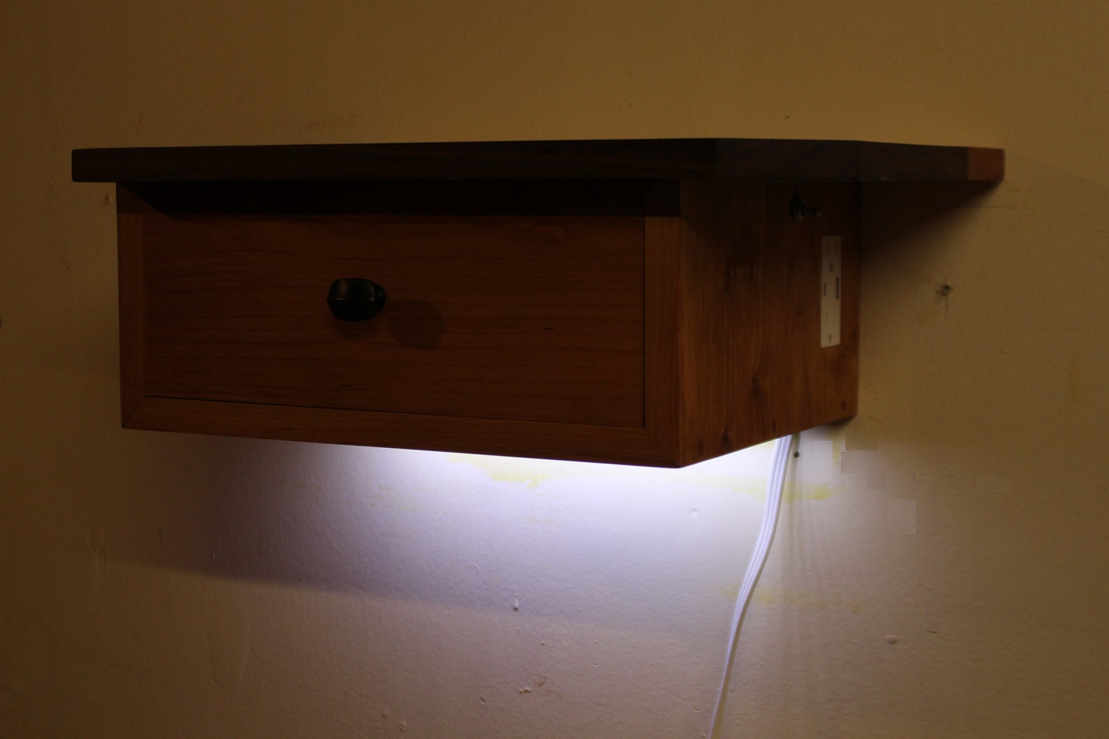 USB Nightstand With Drawer Modern Floating Bedside Table With Etsy