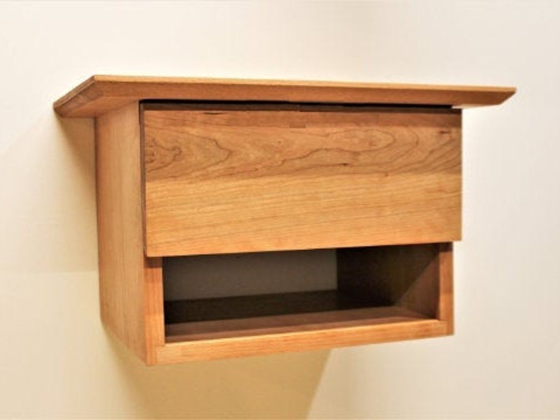 Modern Floating Night Table With Shelf & Drawer Bedside Table Etsy