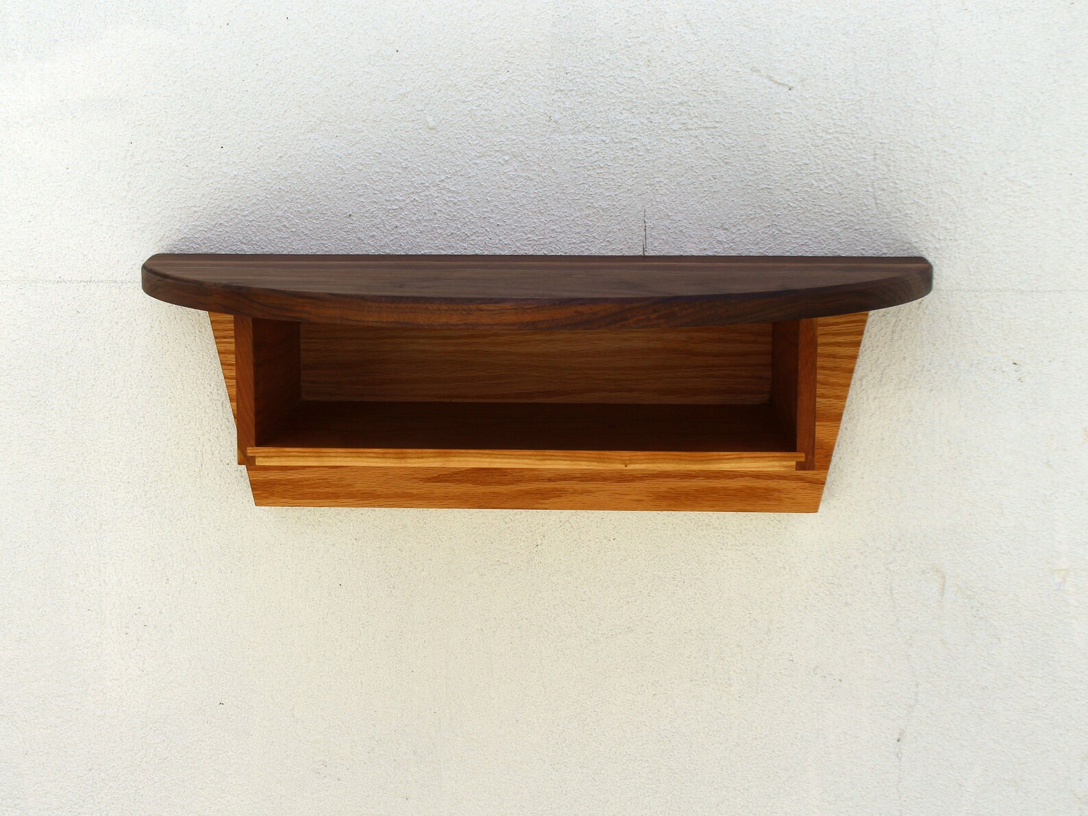 Large Half Round Shelf With Cubby Walnut Semi Circle Floating Etsy UK