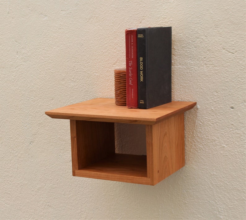 Mini Japandi Cubby Shelf Cherry Walnut Minimalist Floating Etsy