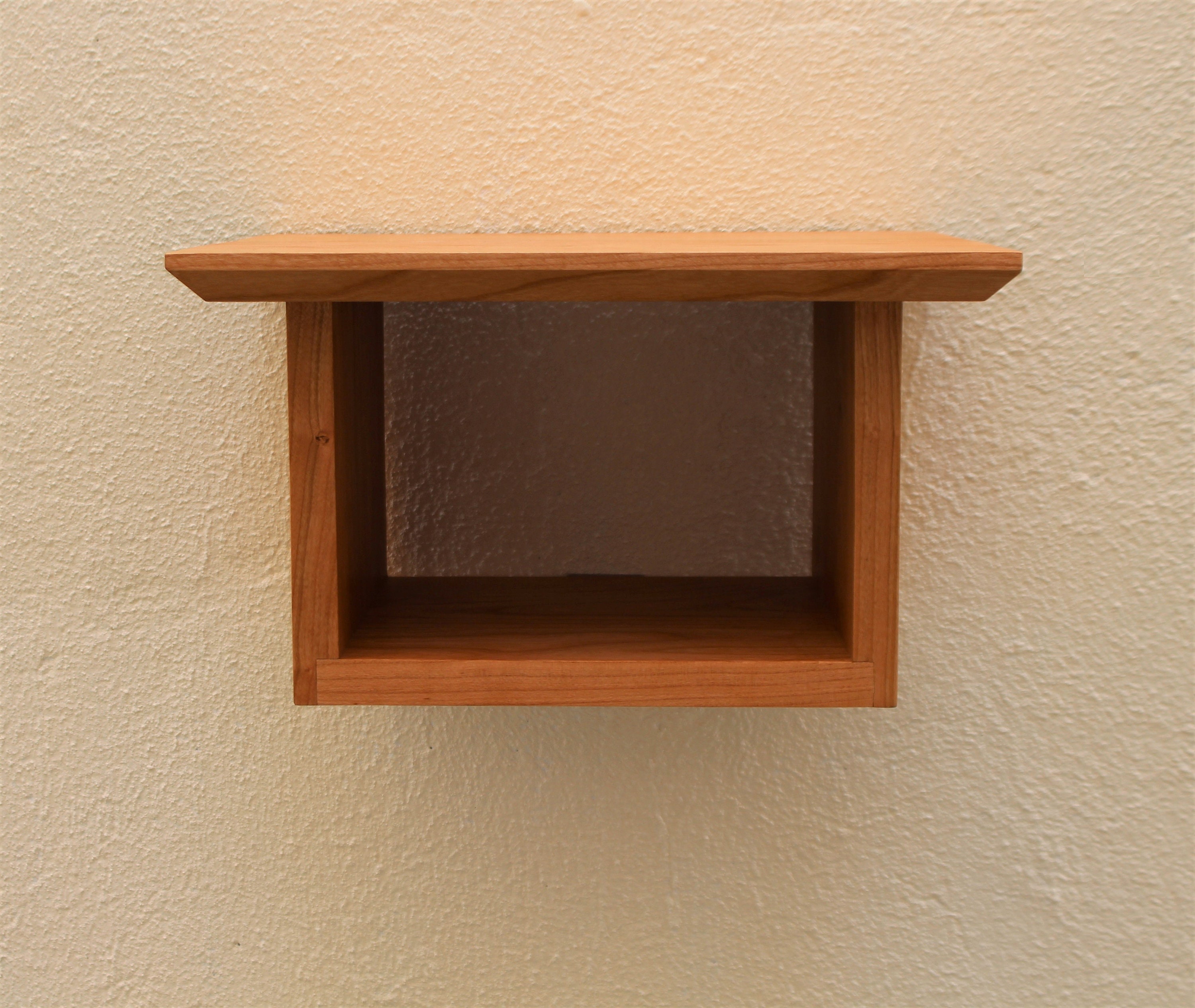 Mini Japandi Cubby Shelf Cherry Walnut Minimalist Floating Etsy