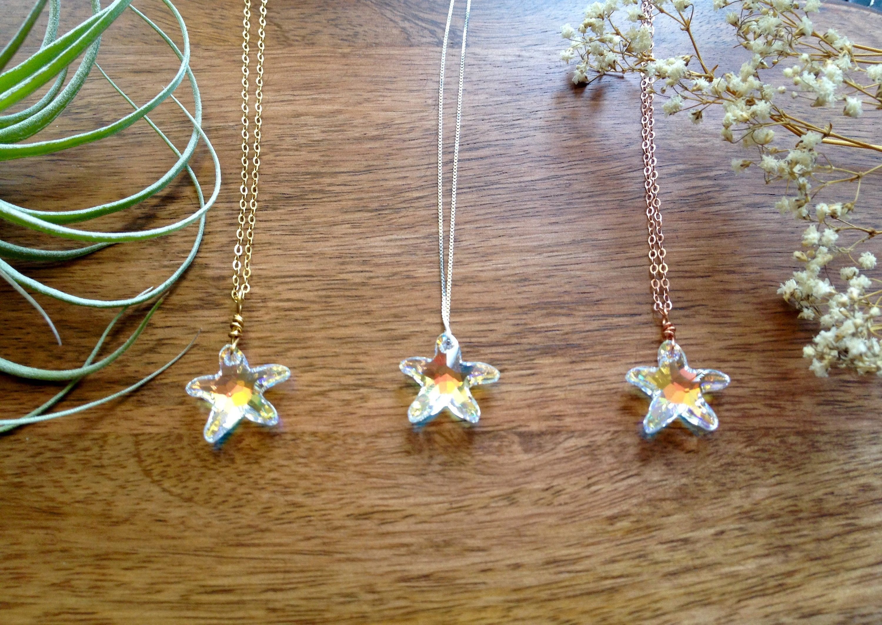 Swarovski Crystal Star Necklace Gold Chain - Etsy Canada