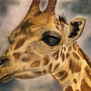 Framed Giclée Print of an African Giraffe, African art, animal, wildlife, savannah, animal print, 14" x 17" with frame, 11" x 14" no frame