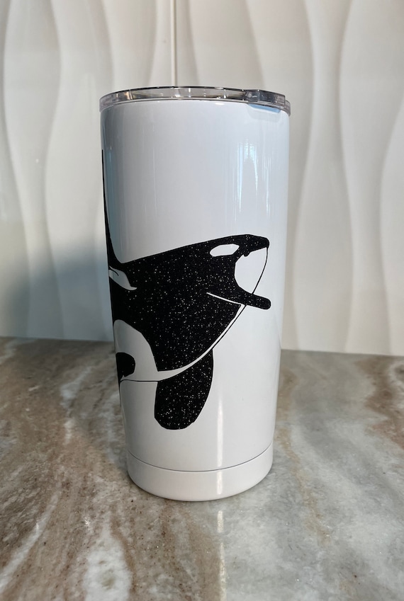 14 oz. Stainless Steel Travel Mug - Orca - Silver