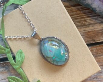 Amazonite Orgone Opalite Pendant Gold Necklace Orgonite EMF Protection Healing Energy Divine feminine