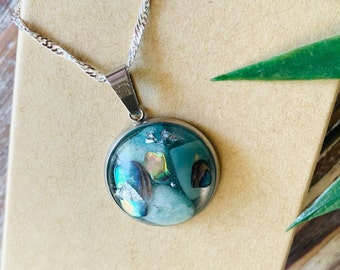 Amazonite Orgone Opalite Pendant Gold Necklace Orgonite EMF Protection Healing Energy Divine feminine