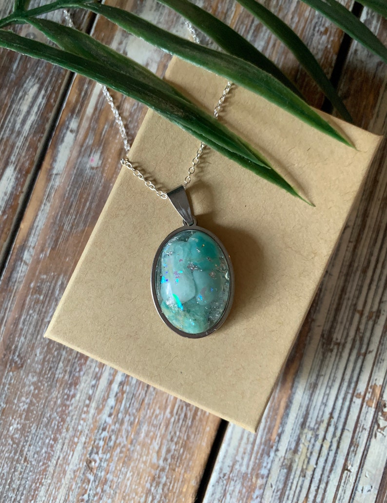 Amazonite Orgone Opalite Pendant Gold Necklace Orgonite EMF Protection Healing Energy Divine feminine