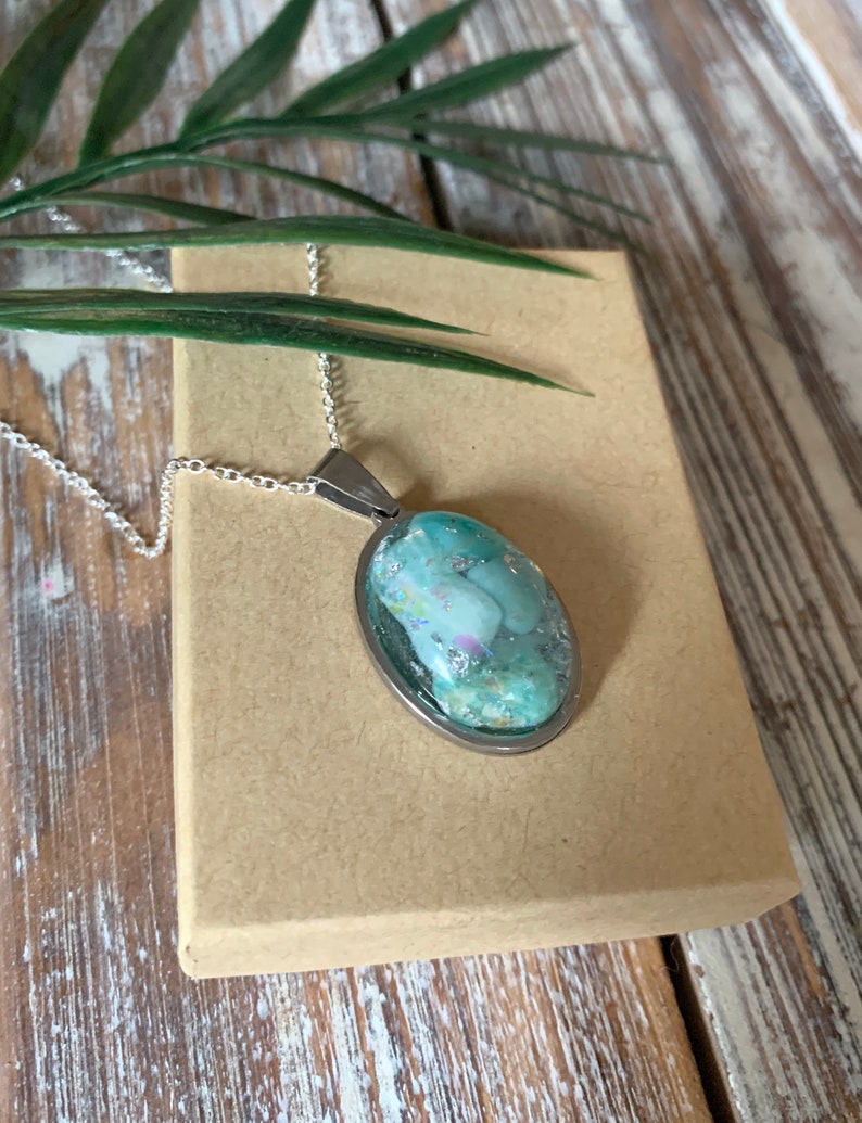 Amazonite Orgone Opalite Pendant Gold Necklace Orgonite EMF Protection Healing Energy Divine feminine