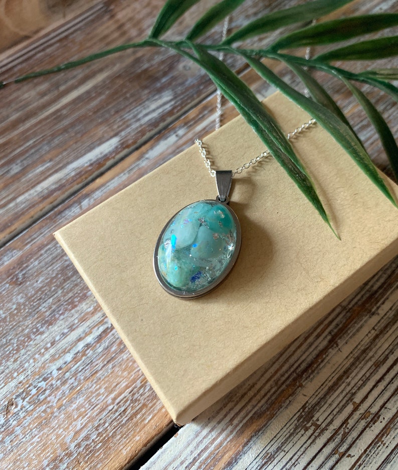 Amazonite Orgone Opalite Pendant Gold Necklace Orgonite EMF Protection Healing Energy Divine feminine