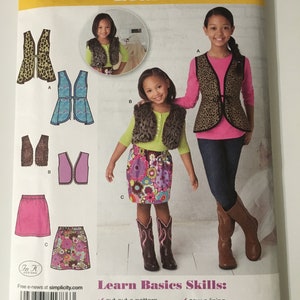 Simplicity 1786 Learn to Sew pattern for child&#39;s vest and skirt Sz 3-6 NEW UNCUT