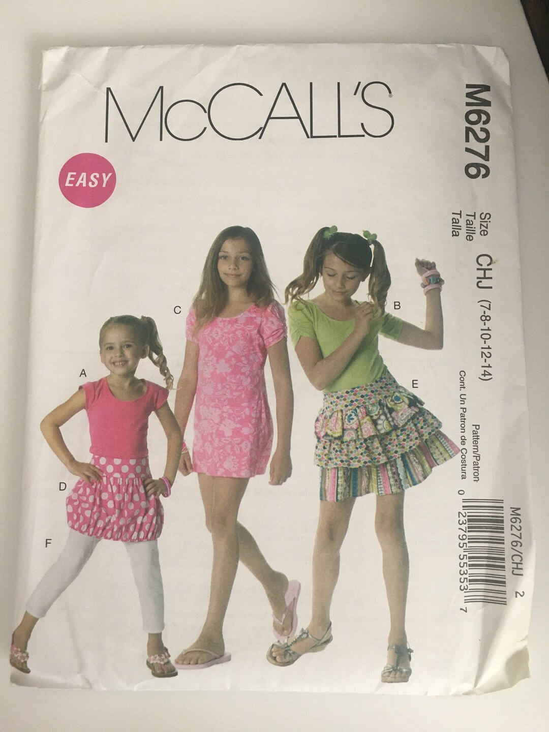 Mccalls M6276 Childrens and Girls Tops, Dress, Skirts and Leggings New ...