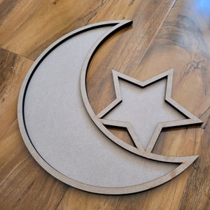 Rustic Wooden Moon and Star Tray, Ramadan Food serving tray