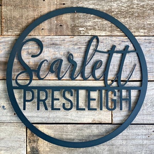 Custom Metal Circle Name Sign | Nursery Decor