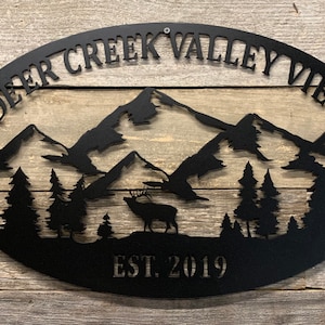 Personalized Mountain Range Sign | Mountain Scene | Metal Art | Custom | Cabin sign