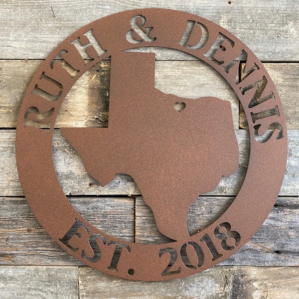 Texas Heart Circle Sign | LOWEST PRICE | Free Shipping | Metal Monogram | Gifts | Wedding