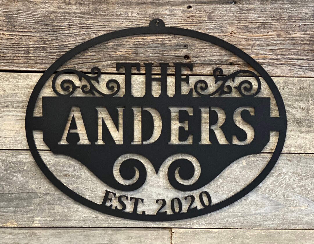 Personalized Metal Family Name Sign | Custom Oval Monogram - Etsy
