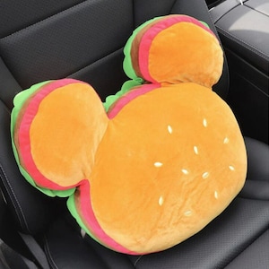 Mouse Hamburger Head Lumbar Seat Fluffy Plush Head Rest Pillow