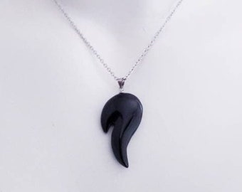 Black agate pendant necklace, pendant necklace, Black agate, minimalist