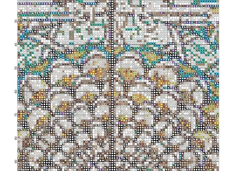 Full Coverage Cross Stitch Pattern Art Deco Stained Glass Etsy Croce cuadriculada counted ricamati biscornu