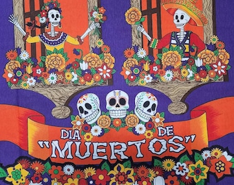 Tissu mexicain. Jour du tissu mort. Tissu Dia de muertos. Tissu de crâne en sucre