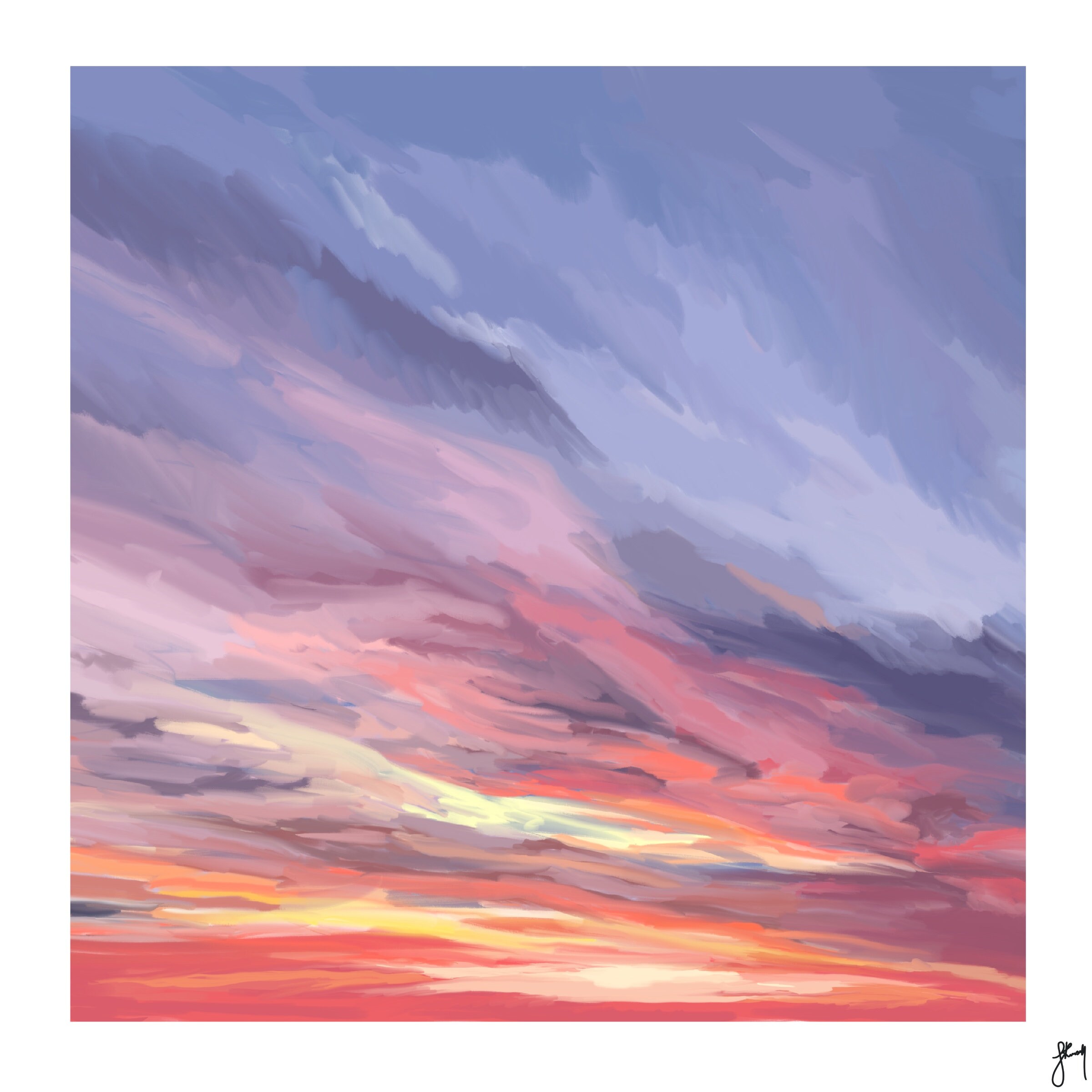 Sunset Skies With Abstract Clouds Series Set Of 4 Giclee Art Prints Sunset Skies With Abstract Clouds Series Set Of 4 Giclee Art Prints