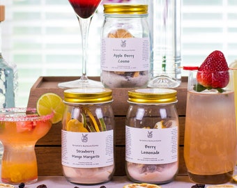 BIRTHDAY COCKTAIL KIT - Bartender in a Jar! Vodka, Gin, Rum, Whiskey, Bourbon, Tequila! Great Cocktail Gift! Fun Cocktail Birthday Gift!