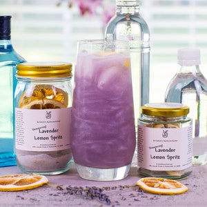 LEMON LAVENDER SPRITZ - Cocktail Infusion Kit! Diy Mixology at Home. Great with Vodka or Gin! Creates a Beautiful, Shimmering Drink at Home!