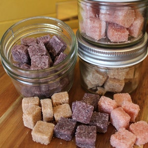 INFUSED SUGAR CUBES! Handmade Craft Sugar Cubes - Blueberry, Cinnamon Vanilla, Maple Orange Bitters | For Tea, Cocktails, Champagne, Sangria