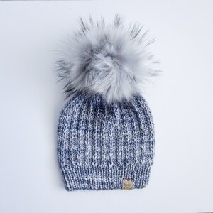 Luxury Handmade Knit Beanie | Hand-Dyed 100% Merino Wool | Faux Fur Pom