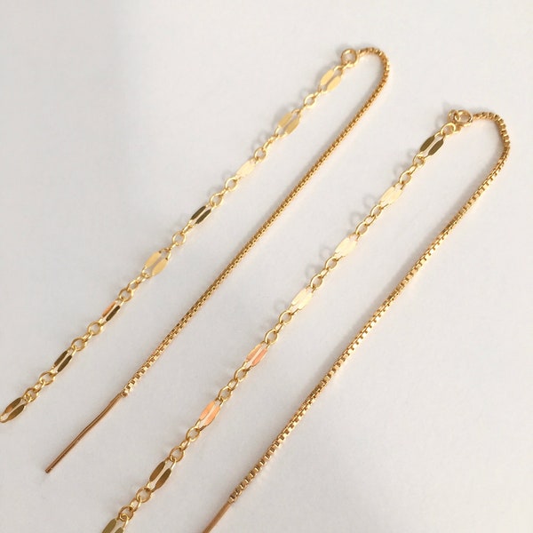 threader earrings - gold filled, rose gold filled, or sterling silver | long dangle earrings | dainty lace | gold threaders | 1 pair