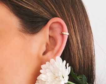 simple ear cuff | 18k gold vermeil band cuff earring | no piercing needed | cartilage conch cuff | 10mm, 1.5mm thickness | 1 cuff